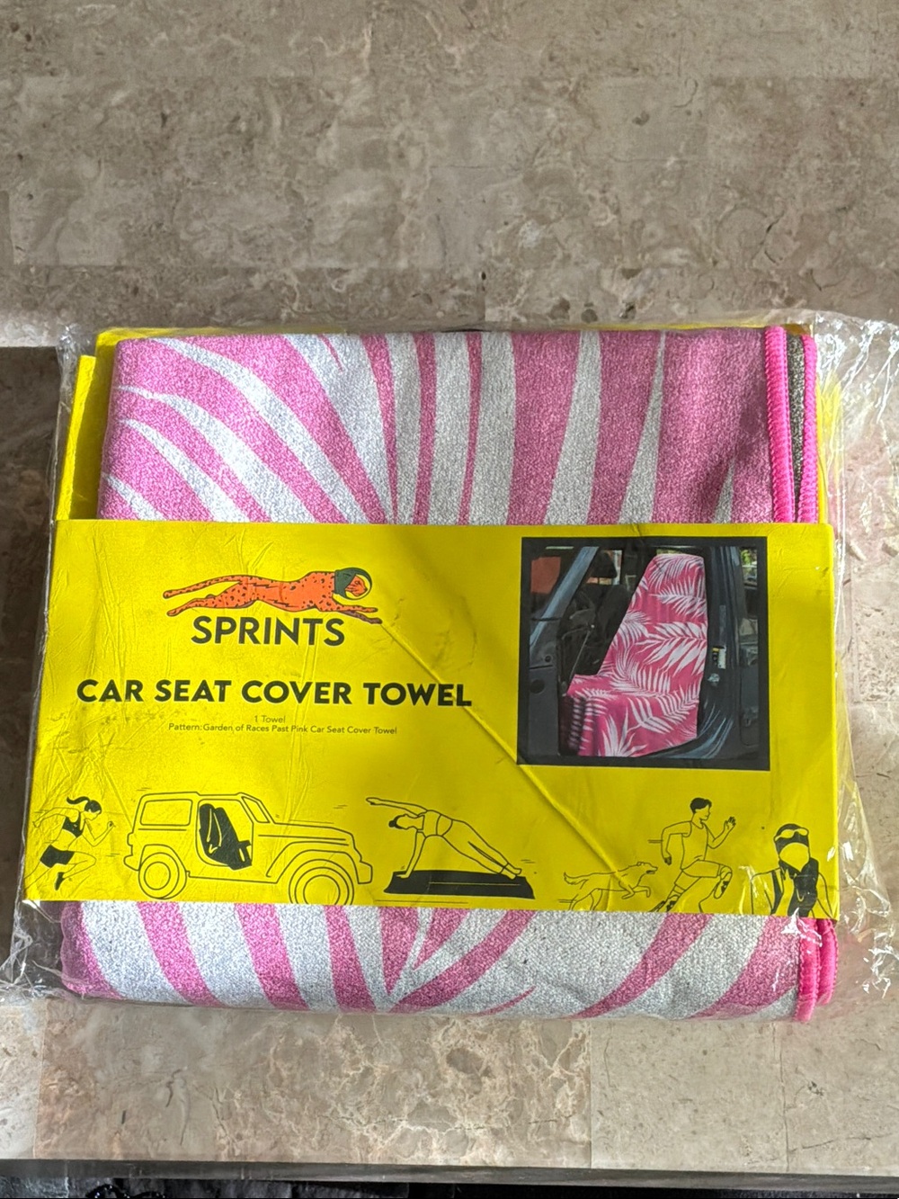 SPRINTS Pink and White Car Seat Cover Towel